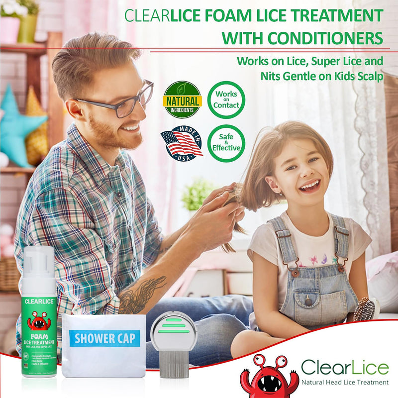 [Australia] - Treatment Kit for Kids & Adults Guaranteed to End Lice in 1 Hour, Extra Strength Treatment for Family to Remove Super Lice, Nits & Eggs - Includes 5oz Foam Treatment, Comb & Cap Lice Treatment Kit 