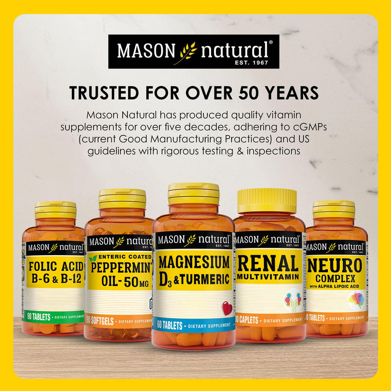 MASON NATURAL Mini Multivitamin with Iron & 12 Key Nutrients, 1 Year Supply | 12 essential nutrients plus iron, including vitamins A, C, D, E, B-complex, folate & calcium for daily support 365