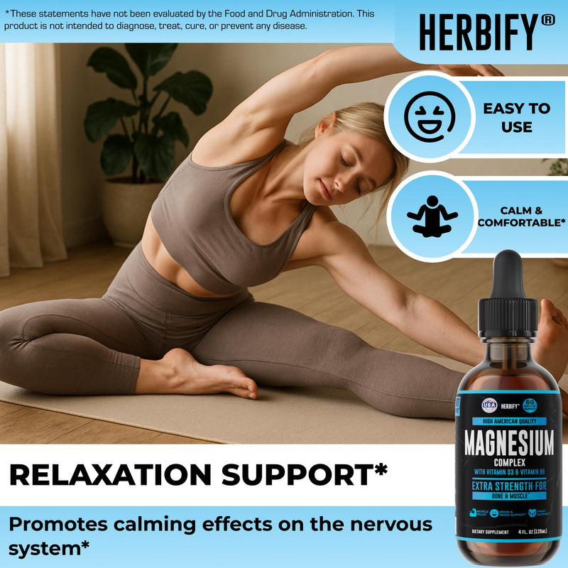 Magnesium Complex Drops - Magnesium Citrate Liquid Complex with Vitamin D Vitamin B6 Vitamin C - Potassium Supplement for Muscle, Mood, Heart & Nerve Support - Made in USA - 4 Oz