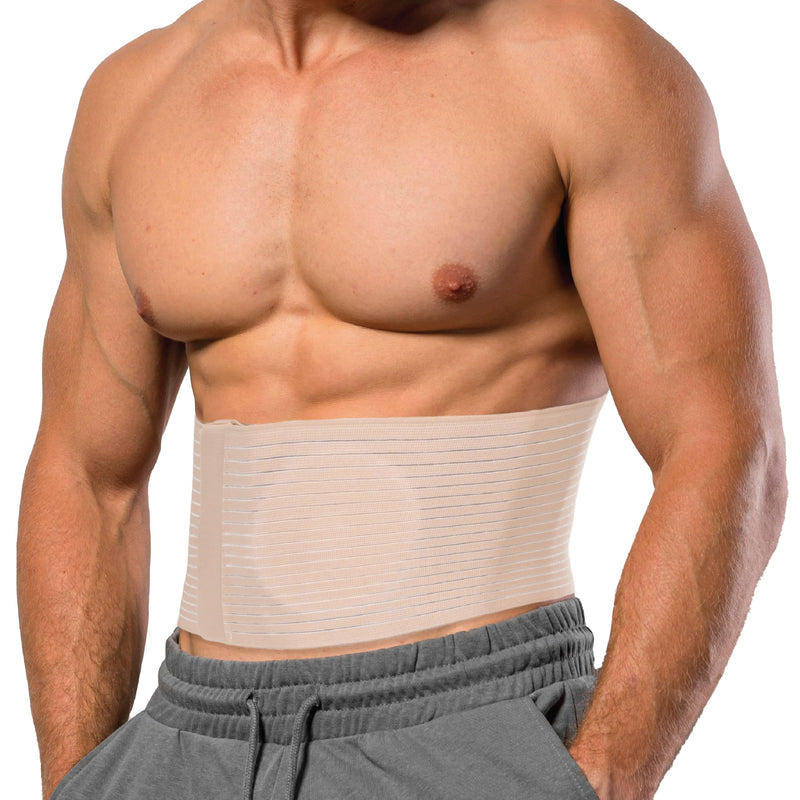 Umbilical Hernia Belt for Men and Women - Abdominal Support Binder with Compression Pad - Belly Button Hernia Navel Ventral Epigastric Incisional and Surgery Prevention Aid (Beige, 3XL Plus Size (54"-67")) 3XL Plus Size (49.2"-67") Beige