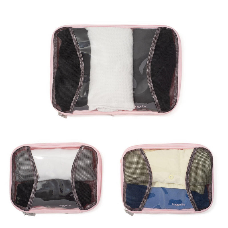 Baggallini Compression Cube 3-piece set - Lightweight Compression Packing Cubes for Travel One Size BAGG PINK