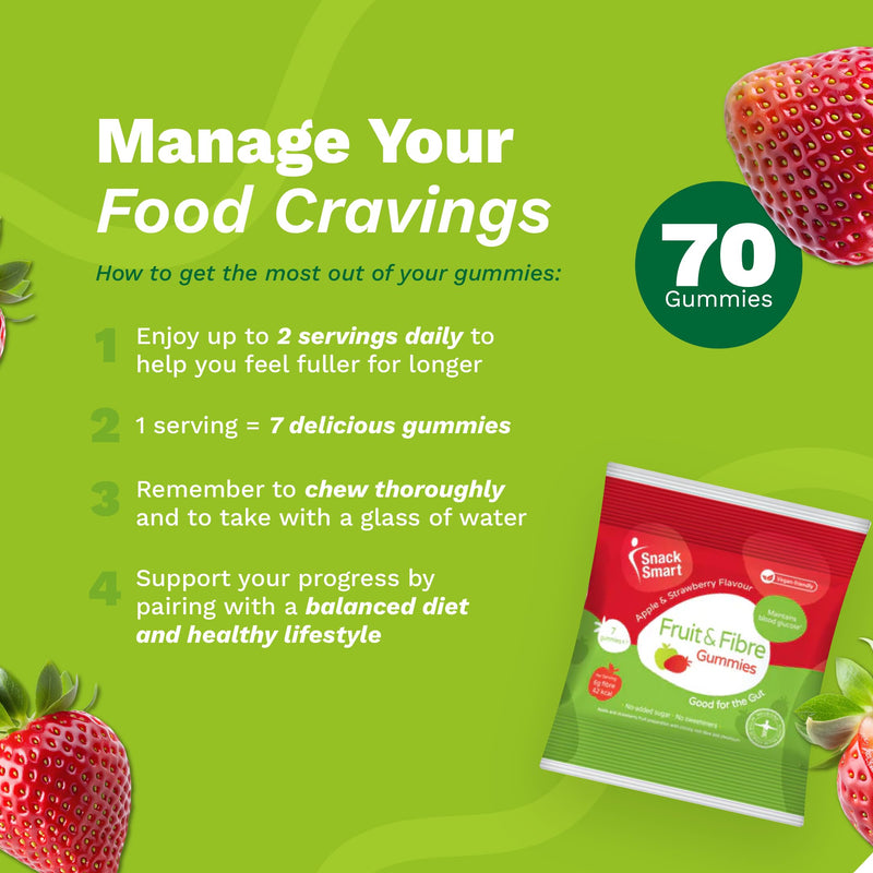 High Fibre Prebiotic Gummies | Supports Digestive Health | High Fruit | Vegan Gummies | GLP1 Alternative Snack | 70 Gummies