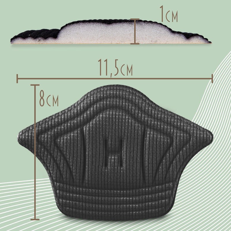 [Australia] - SULPO heel pads for shoes that are too big - Fits in almost every shoe - Self-adhesive thanks to strong adhesive pads, can be cut to size - Insoles made of cotton & sponge - 4 pairs (black 10 mm) Black 