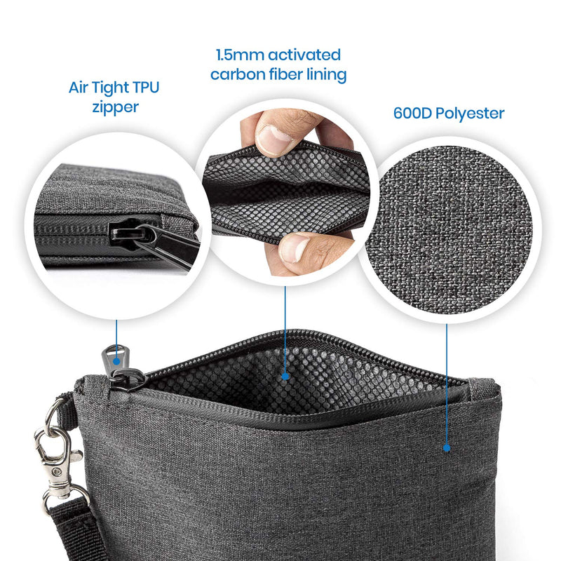 [Australia] - Small Smell Proof Bag, Smell Proof Pouch Container, Stash Scent Proof Bag Storage, No Smell Odor Proof Bags Carbon Lined (gray) Polyester 