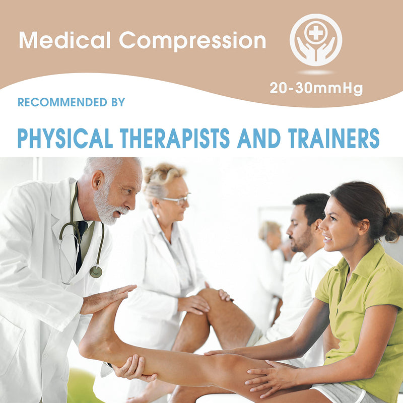 Compression Socks for Women & Men Open Toe (3 Pairs), Ankle Brace Compression Sleeve with Neuropathy, Foot Compression sleeve for Swelling, Pain & Plantar Fasciitis Relief (Beige, L) Beige x 3pairs Large