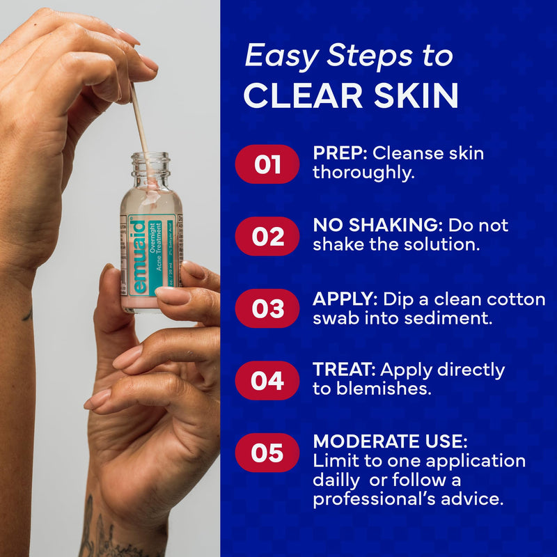 EMUAID Overnight Acne Treatment with Salicylic Acid, Fast-Acting Gel, 1oz | Clears Pimples, Cystic Acne, Blackheads, Rosacea & Hormonal Breakouts, For Adults and Teens