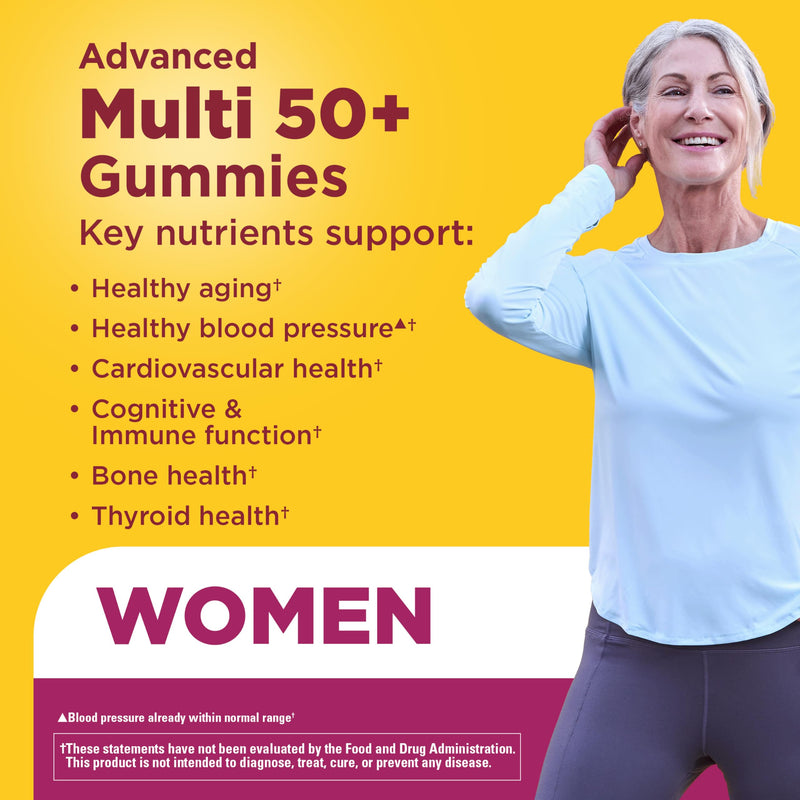 Nature Made Advanced Multivitamin Gummies 50+ for Women, 84 Multi Vitamins | Womens Multivitamins Gummies with Magnesium Citrate, Vitamin D3, Zinc, Calcium and All 8 B Vitamins, 28 Day Supply 84 Count (Pack of 1)