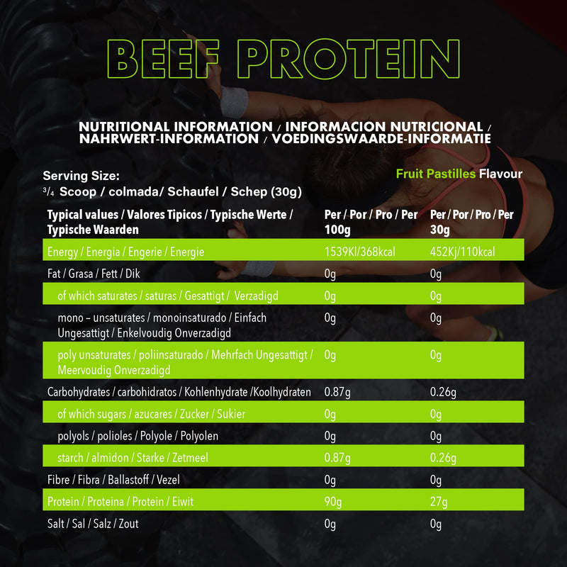 NXT Beef Protein Isolate 540g - High Protein Powder in Natural Amino Acids - Paleo, Keto Friendly - Dairy and Gluten Free | 540g (Fruit Pastilles)