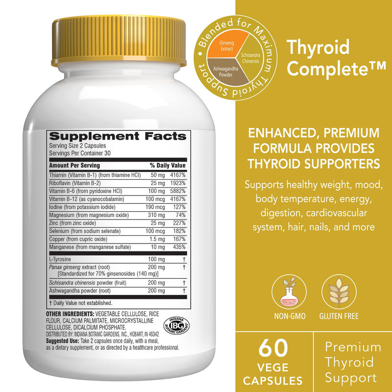 [Australia] - Botanic Choice Thyroid Complete – Thyroid Support with Iodine, Selenium & Zinc for Men & Women – Energy, Hair & Nail Health, Heart Health Support, Hormone Support (60 Capsules) 
