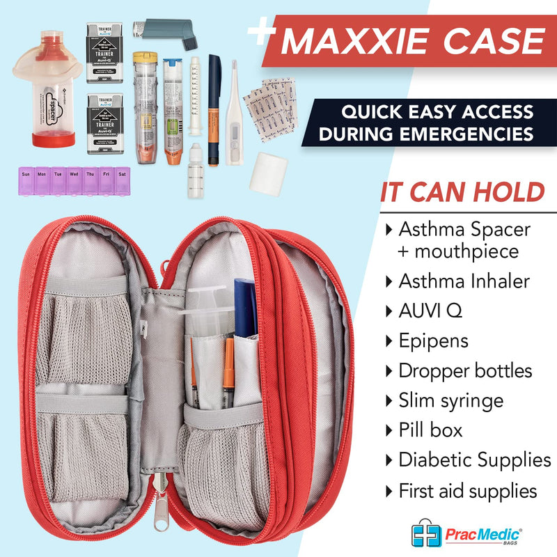 [Australia] - PracMedic Bags Epipen Carry Case- Medicine Bag- 2 Tier Insulin Cooler Travel Case to hold Diabetic Supply, Asthma Inhaler Spacer, Epi Pen, Auvi Q, Diabetes Medication- First Aid Bags Empty (Red) Red 