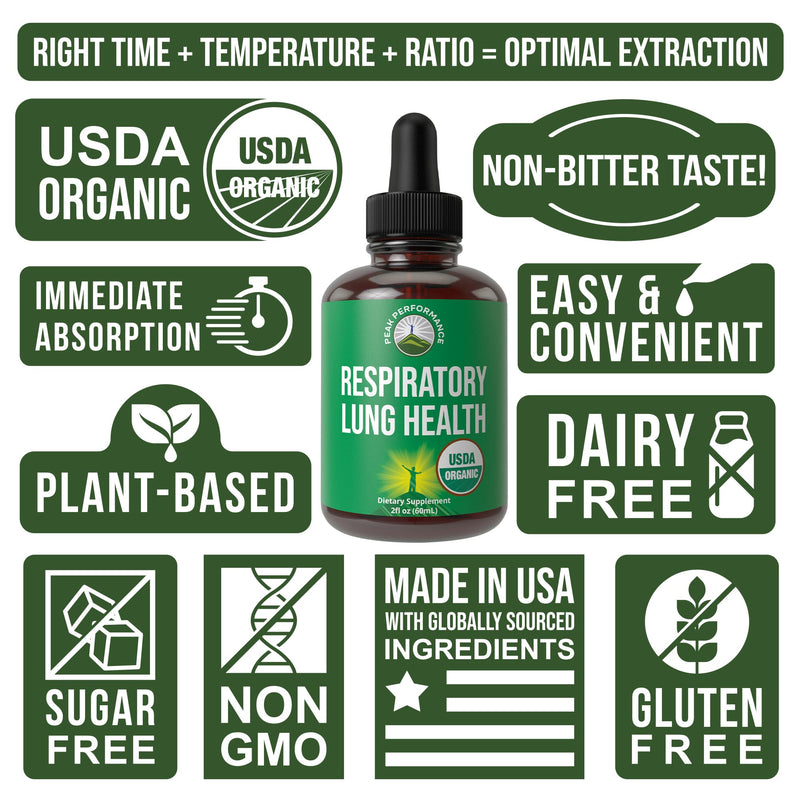 [Australia] - USDA Organic Lung Detox For Smokers And Non Smokers with 6 Top Ingredients. Mullein Leaf, Marshmallow Root, Calendula. Lungs Cleanse For Better Respiratory Health. Liquid Drops Tincture Supplement 