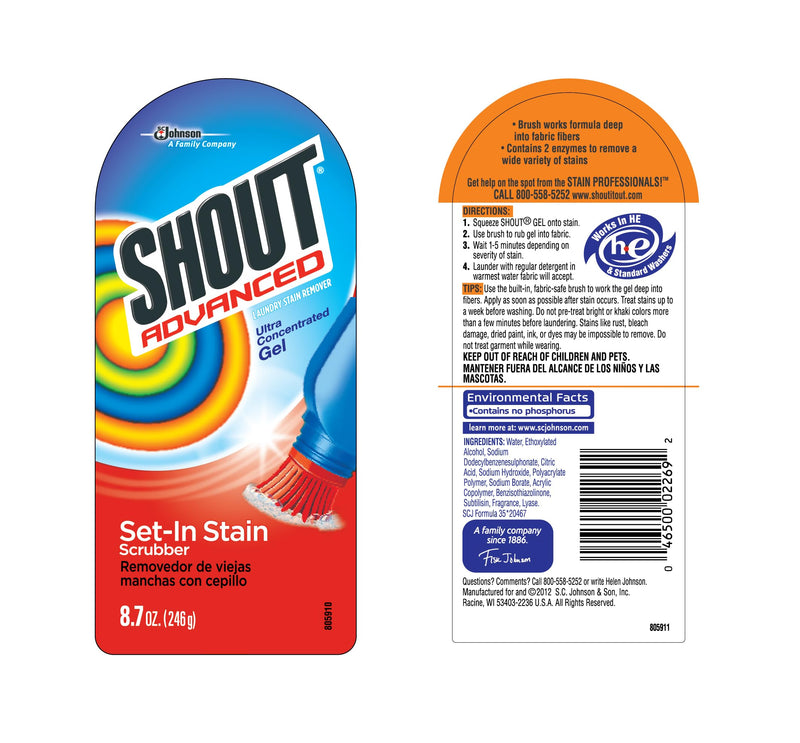 [Australia] - Shout Advanced Stain Remover Brush, Ultra Concentrated Gel with Built-In Scrubber Brush for Deep Set-In Stains, 8.7Oz 