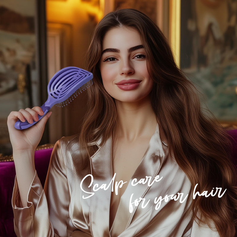 NuWay 4HAIR DoubleC PRO U.S. Patented Double Curved Detangling Brush is Hair Dryer Safe (Hyacinth) Hyacinth