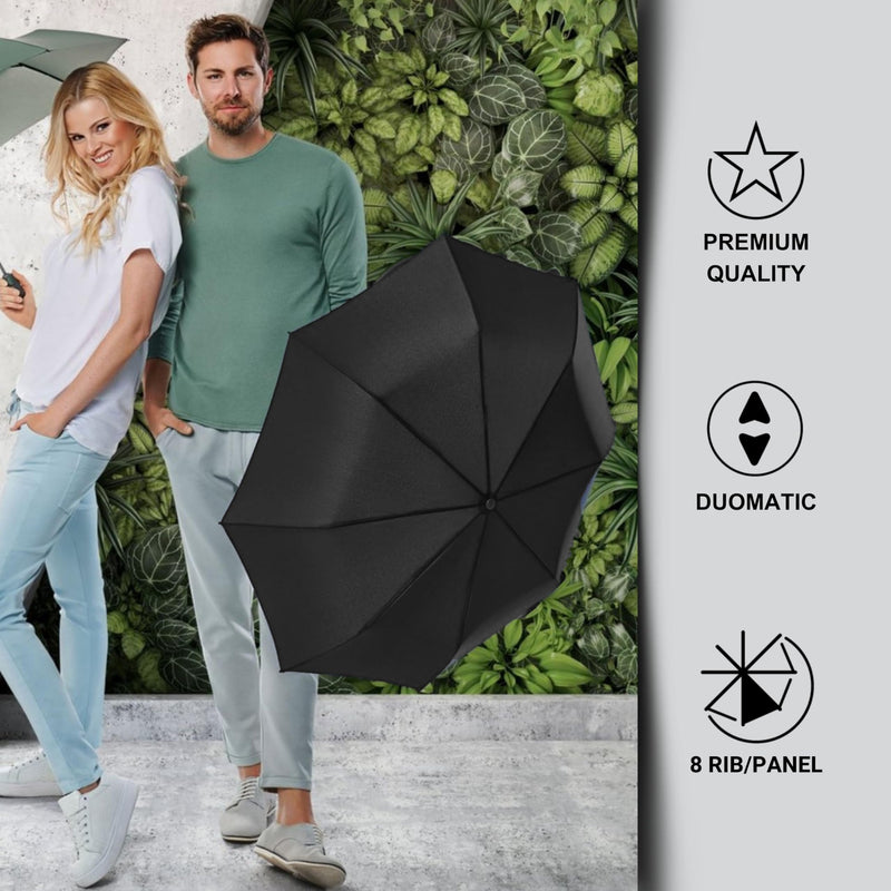 Knirps Vision Duomatic Automatic Open Close Rain Umbrella – Durable Compact Travel Umbrella for Adults, 97 cm Canopy, Retractable Folding Umbrella with Carrying Case Root