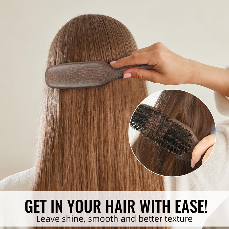 [Australia] - BESTOOL Hair Brush,Boar Bristle Hair Brushes for Women Men and Kids Slick Back Hair Brush for Smoothing Styling Detangling Enhance Shine and Texture Also Makes a Great Beard Brush 