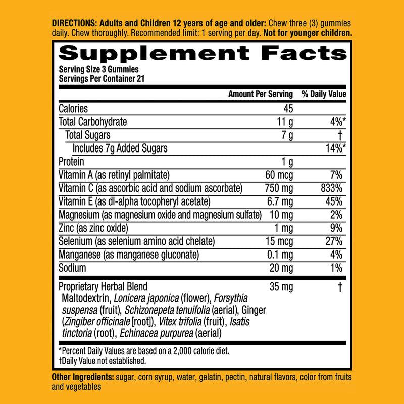 Airborne Vitamin C 750mg (per Serving) - Assorted Fruit Gummies (63 Count in a Bottle), Gluten-Free Immune Support Supplement with Vitamins C E, Selenium (Pack of 2) 63 Count (Pack of 2)