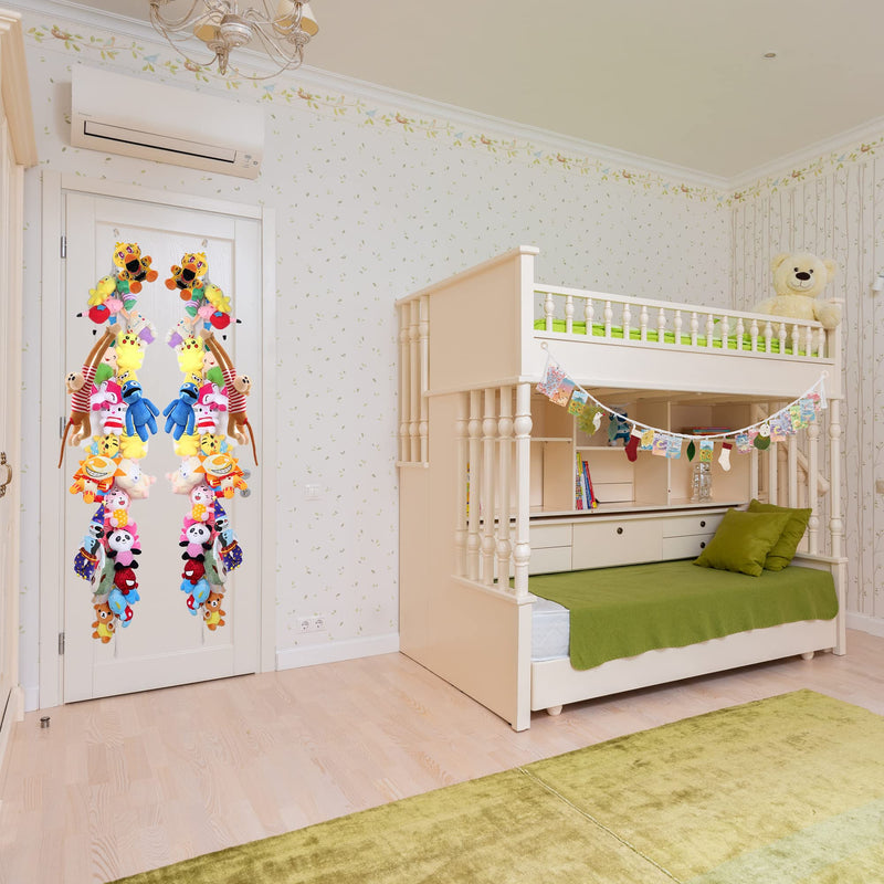 [Australia] - 80" Cotton Hanging Storage Chain For Stuffed Animals Storage with 20 Metal Clips Stuffed Animal Display Holder Chain for Wall or Corner Nursery Play Room 