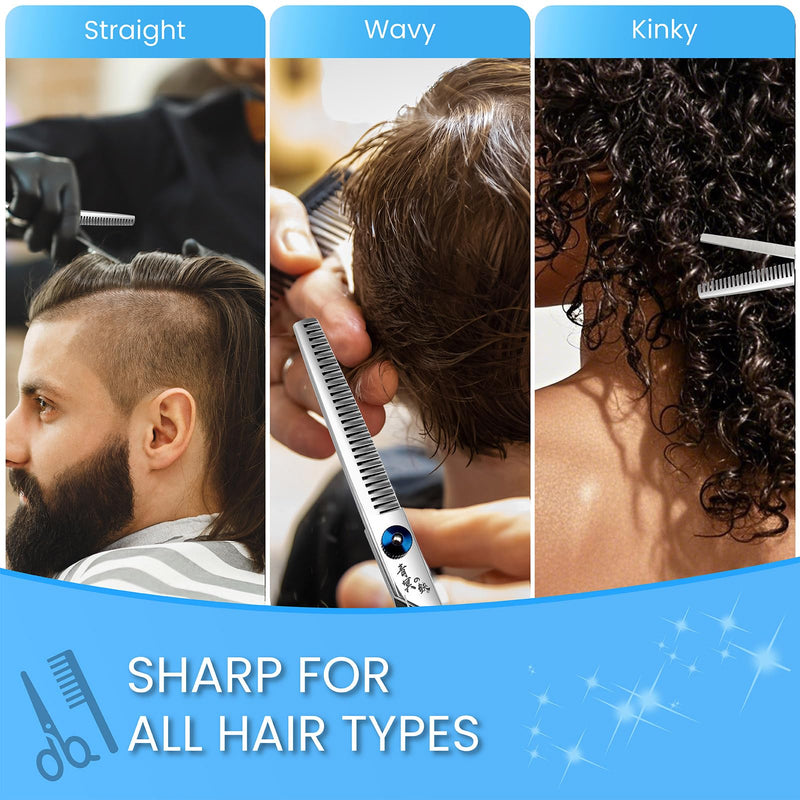 Hair Cutting Scissors, Thinning Shears Professional Haircut Scissors, 6.0 Inch Texturizing Teeth Shears for Hairdressing, Salon and Home Use Silver-6.0 Inch Tooth