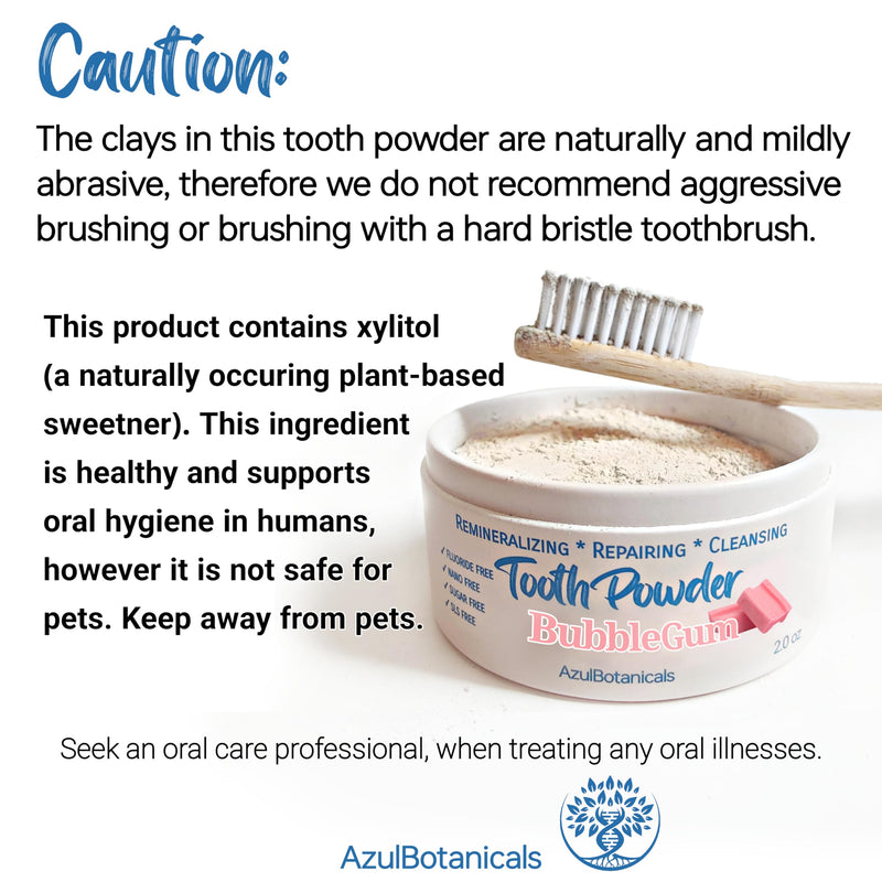 [Australia] - Remineralizing & Cleansing Tooth Powder, Bubblegum. Fluoride Free, SLS Free, Nano Free for Organic Oral Wellness (2 Ounces) 2 Ounce (Pack of 1) 
