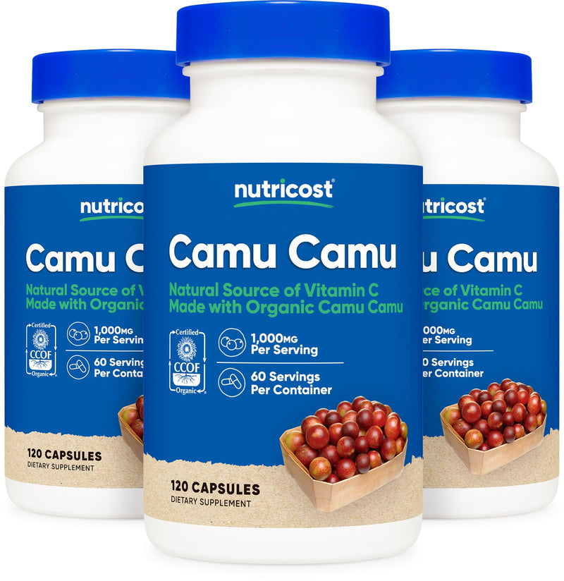 Nutricost Camu Camu (1000mg) 120 Capsules, Gluten Free | CCOF Certified Made with Organic, GMO-Free 120 Count (Pack of 1)