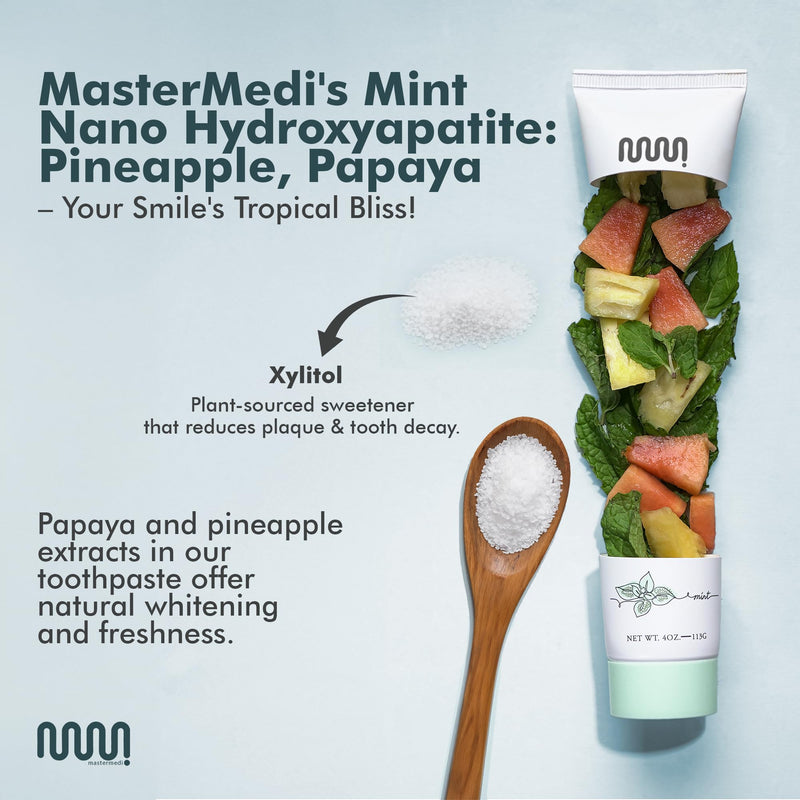 [Australia] - MasterMedi Nano Hydroxyapatite Toothpaste (Inspired by 10% nHA Formulas), Fluoride-Free, Whitening, Sensitive Teeth Care, Enamel Support, SLS Free, Xylitol, Magic Mint, 4 Oz (Pack of 3) A - Magic Mint (Pack of 3) 