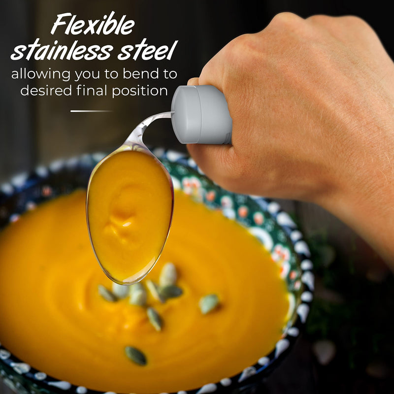 iMedic Weighted Bendable Cutlery for Disabled Hands (The Knife Does Not Bend) - Disabled Cutlery for Adults Suffering from Parkinson's and Tremors - 1 Set Grey