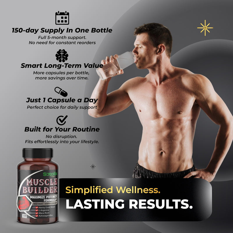 [Australia] - Ultra Muscle Builder Supplement with L-Arginine & Tribulus ‚Äì Sports Training Support ‚Äì 150 Capsules (150-Day Supply) 