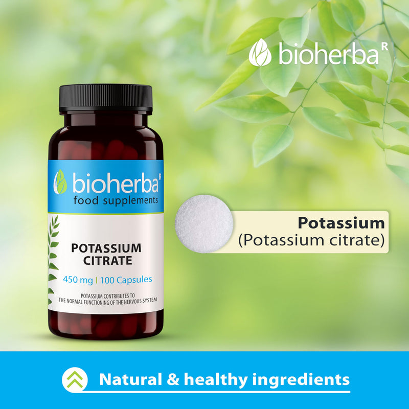 Potassium Citrate 450 mg – 100 Capsules | Muscle, Nerve and Blood Pressure Support by BIOHERBA 1 count (Pack of 100)