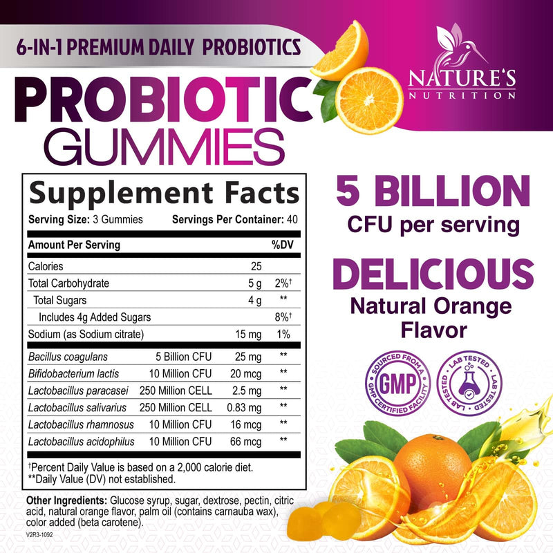Probiotics for Digestive Health Gummies - 6 Unique Strains for Daily Immune Support & Gut Health, Supports Constipation, Gas & Bloating - Best Probiotic Supplement Gummy for Women & Men - 120 Gummies 120 Count (Pack of 1)