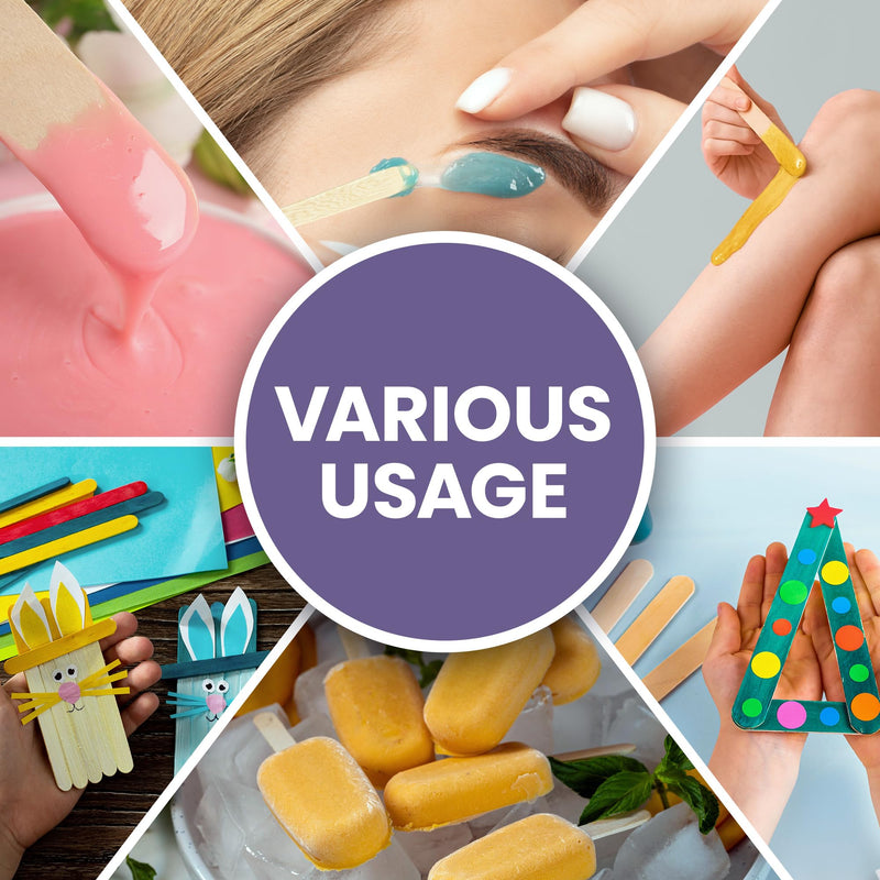 [Australia] - Tress Wellness Craft Sticks, Popsicle sticks, Premium Splinter-Free Wooden Sticks for Waxing, Wax Stick for Body and Face Waxing, 140 pieces 140 Wax Sticks Set Wood 