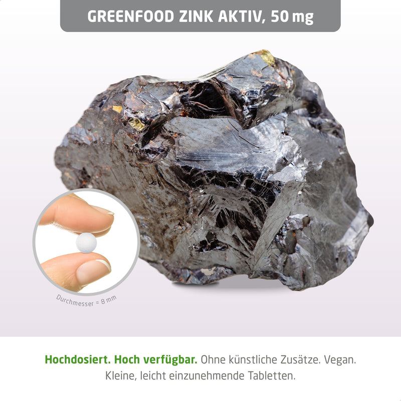 [Australia] - Zinc tablets - High dose 50 mg zinc bisglycinate per day (180 vegan tablets) - High bioavailability thanks to bisglycinate for the immune system - without additives - Greenfood zinc active with vitamin C 