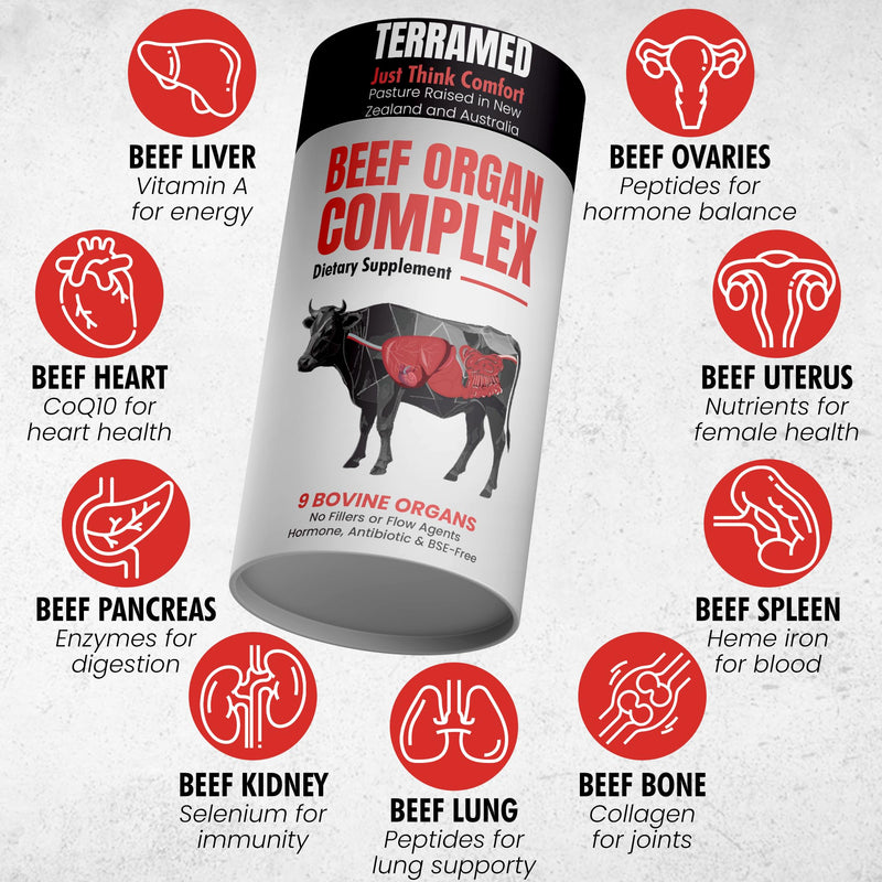 [Australia] - Beef Organ Supplement for Women | Grass Fed Beef Organs Liver Supplement | 9 Nutrient Rich Bovine Organs | Raised on New Zealand & Australian Pastures | No Fillers | Great Taste | 60 Gummies Beef Organ 
