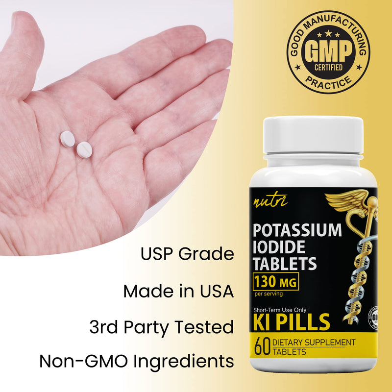 [Australia] - Potassium Iodide Tablets 130 mg (2 Pack) - (120 Tablets) EXP 10/2032 - Ki Pills Potassium Iodine Tablets - Potassium Iodine Pills Yoduro de potasio Potassium Iodide Tablets 60 Count (Pack of 2) 