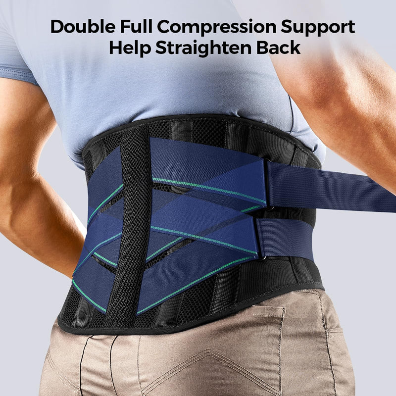 [Australia] - FREETOO Back Brace for Men Lower Back Pain with 7 Metal Stays, for Sciatica, Herniated Disc, Scoliosis and More Pain Relief! Breathable Back Support Belt for Women Work with Soft Pad, Lightweight Lumbar Support for Dairly Activity M(Waist:33"-39") Black 