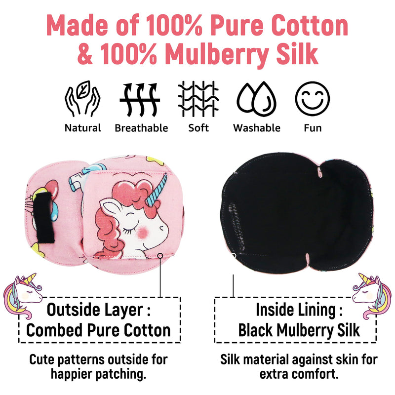 [Australia] - 3D Cotton & Silk Eye Patch for Kids | Girls Eye Patch for Glasses | Medical Eye Patch for Children with Lazy Eye (Pink Unicorn, Right Eye) To Cover Right Eye Pink Hair Unicorn 
