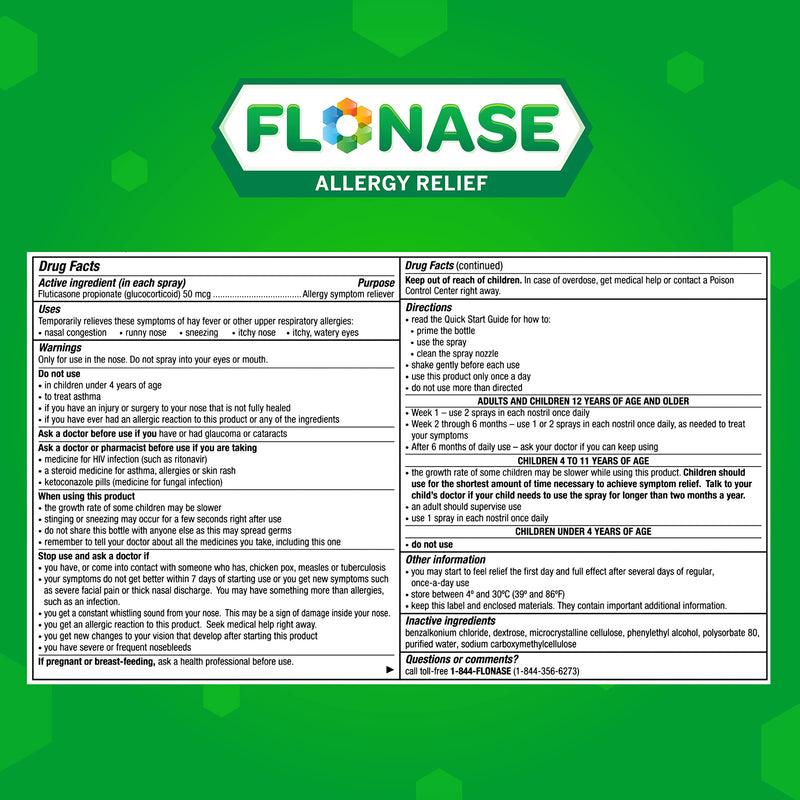 [Australia] - Flonase Allergy Relief Nasal Spray, 24 Hour Non Drowsy Allergy Medicine, Metered Nasal Spray - 72 Sprays - Fall and Seasonal Allergy Relief 