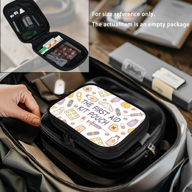 Travel Medicine Case Medical Theme Print Pill Organizer Box with Zipper Daily Supplement Holder Portable Vitamin Storage Bag Weekly