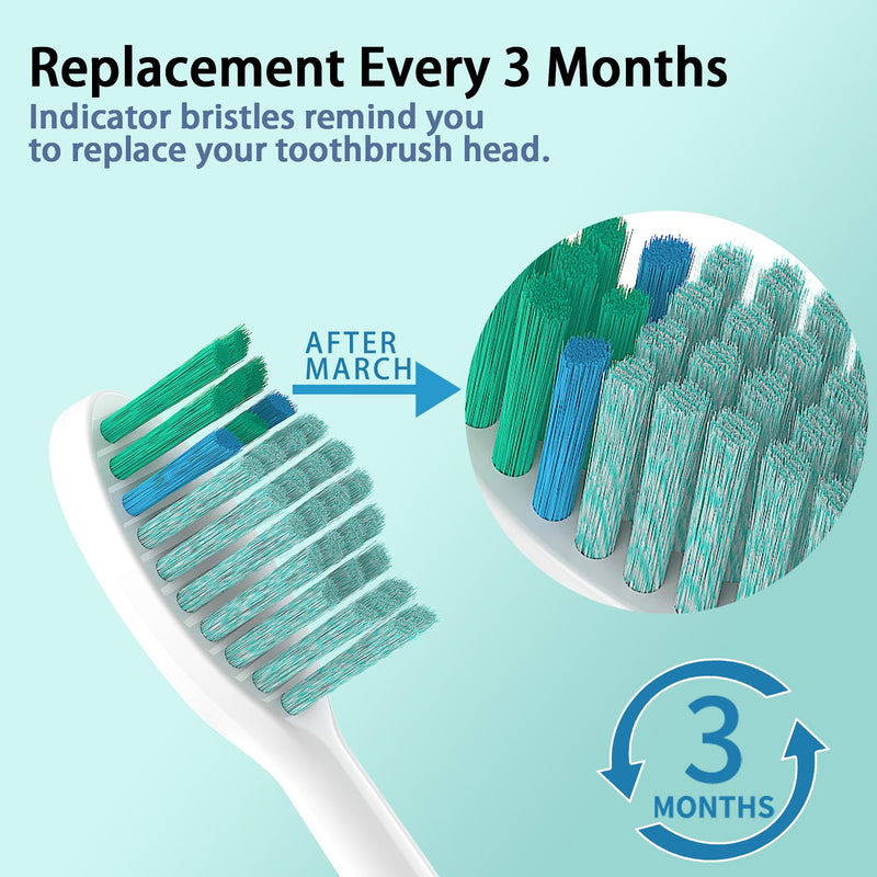 10 Pack Toothbrush Replacement Heads for TAO Clean Sonic, Whitening | Adults Tooth Brush Head Refill, Medium Bristles Green