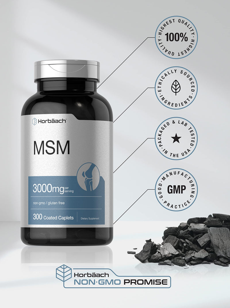 [Australia] - Horb√§ach MSM Supplement | 3000mg | 300 Coated Caplets | Methylsulfonylmethane with Calcium | Vegetarian, Non-GMO, Gluten Free 