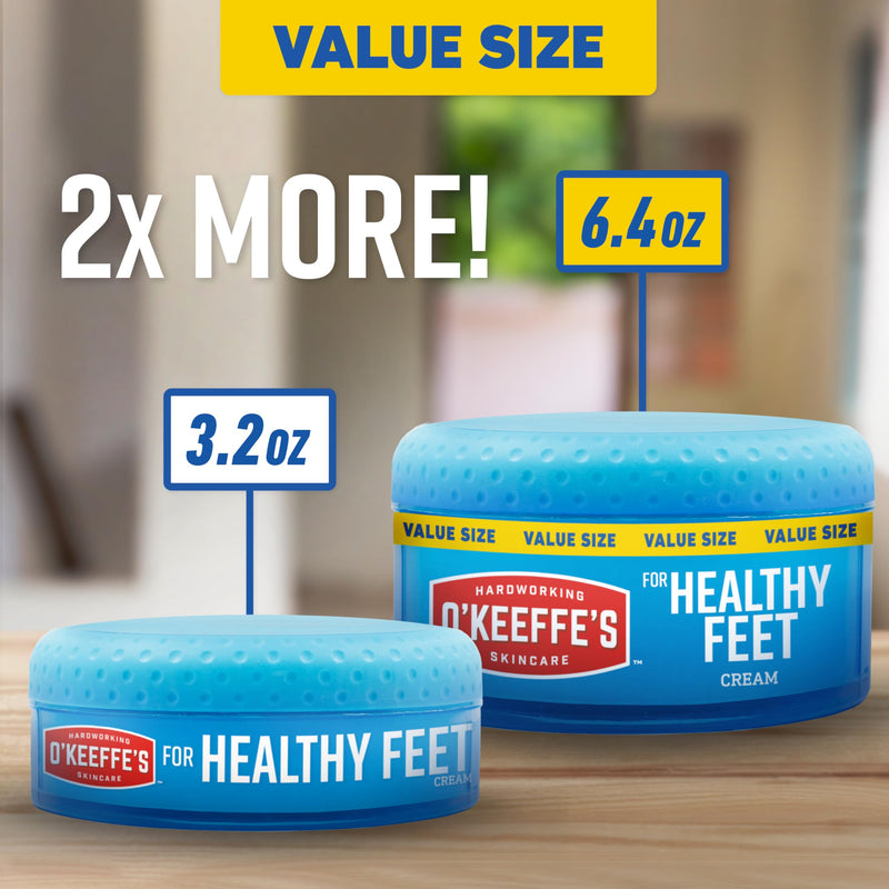 O'Keeffe's for Healthy Feet Foot Cream, 6.4 oz Jar, Non-Greasy | For Extremely Cracked, Dry Feet, Instant Boost and Retention of Moisture, Repairing Skincare, Unscented 6.4 Ounce (Pack of 1)