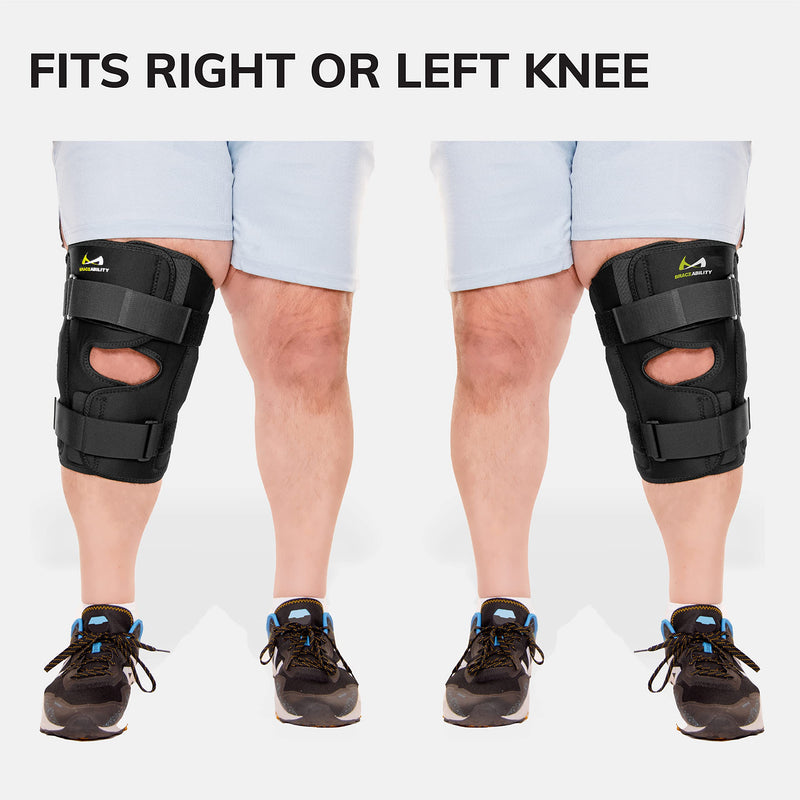 [Australia] - BraceAbility Obesity Hinged Knee Brace - Overweight to Plus Size Wrap Around Support for Womens and Mens Arthritis Treatment, Bariatric Joint Pain Relief, Kneecap Instability, Ligament Weakness (4XL) XXXX-Large 