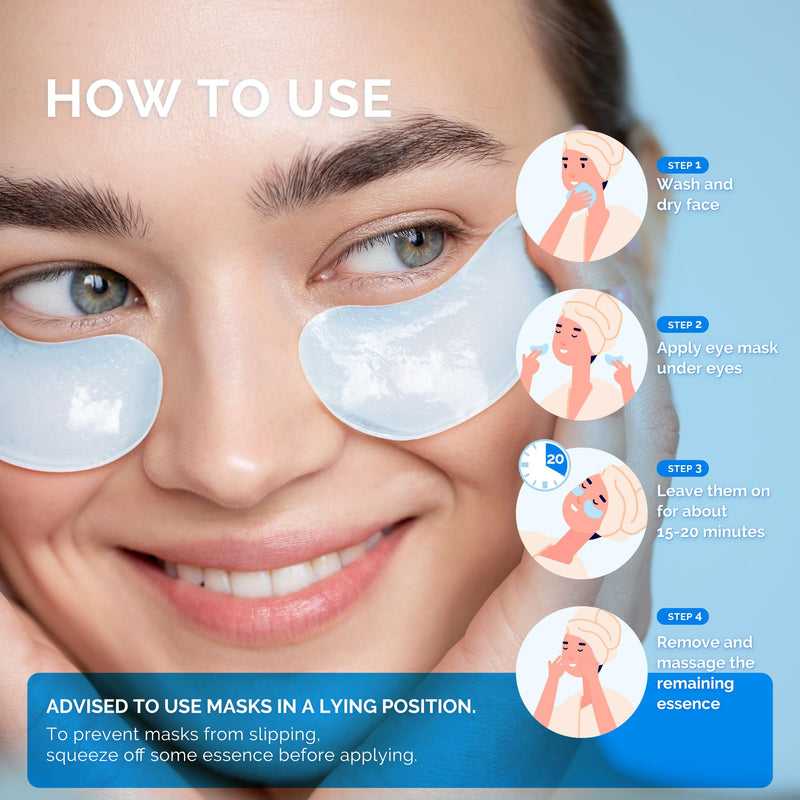 [Australia] - Enaskin Naturals Under Eye Patches for Dark Circles: 30 Pairs Retinol Collagen Eye Gels Mask - Reduce Wrinkles Puffy & Bags - Skin Treatment Pads - Anti Aging Moisturizer For Women (Blue) Blue 