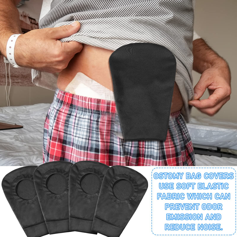 [Australia] - 4 Pcs Black Ostomy Bag Cover Ostomy Pouch Cover Odor Control Stretchy Bag Cover Washable Pouch Liner for Women Men Lightweight Care Protector Protective Bag (2.8 Inch Diameter) 2.8 Inch Diameter 