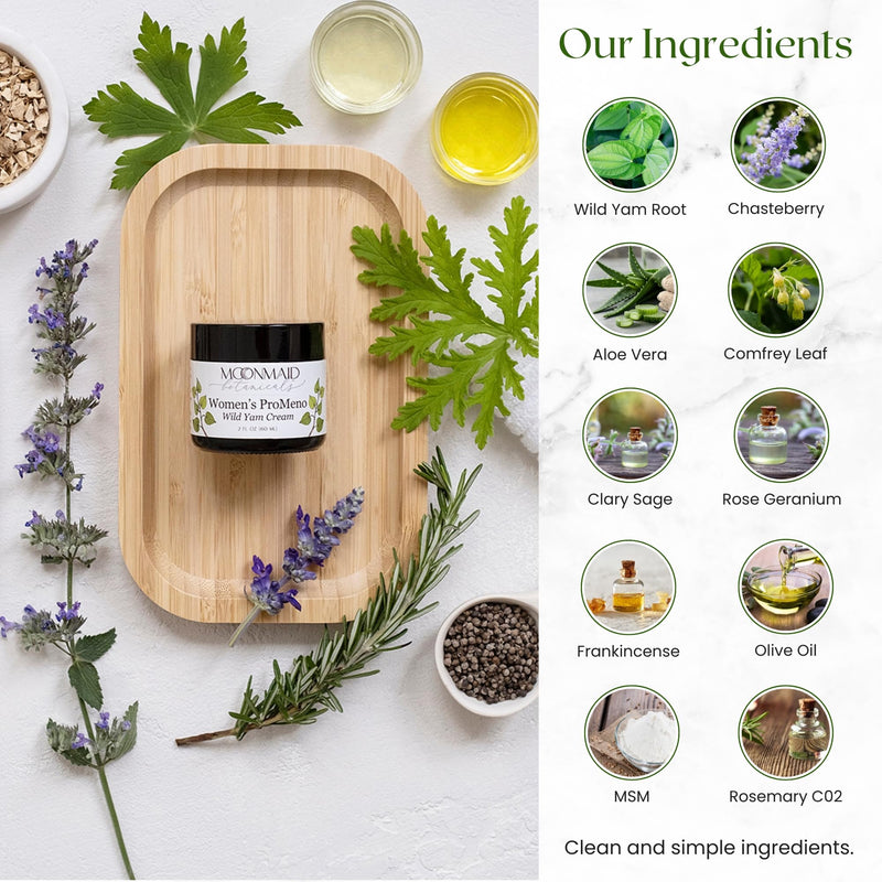 [Australia] - MoonMaid ProMeno Wild Yam Cream for Hormone Balance 2 Oz | Organic Wild Yam Cream for Hormones, Menopause Support, Skin Rejuvenation, Mood Balance, and Improved Sleep | Made in USA Rose 2 Ounce (Pack of 1) 