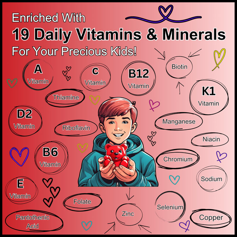 Multivitamin for Kids -120 Natural Strawberry Flavour Gummies (2 Or 4 Month Supply) - Low-Sugar -19 Essentials Vitamins & Minerals - Vegetarian Vitamins for Kids (120 Gummies, Strawberry) 120 count (Pack of 1)
