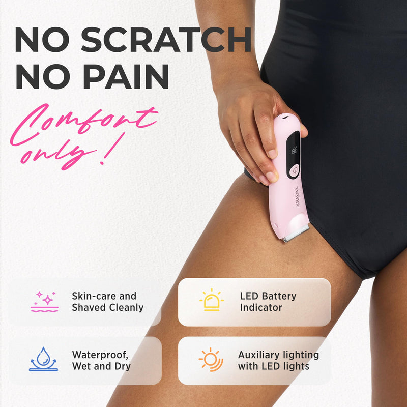 [Australia] - Bikini Trimmer for Women Pubic Hair: Painless Eletctric Razors for Women - Rechargeable Eletctric Shaver Waterproof IPX7 for Body Hair (Pink) 