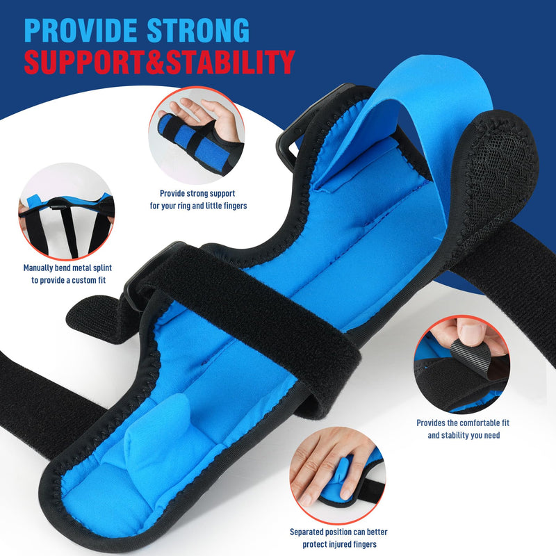 [Australia] - FEATOL Boxer Finger Splint Metacarpal Splint Brace, Adjustable Pinky Hand Brace For Women Men, Pain Relief For Boxer Fractures, Broken Ring Finger, Tendonitis(Left Hand -Black, Small) Left Hand -Black 