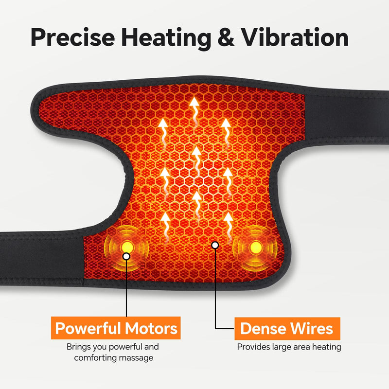 Cordless Heated Knee Massager, Knee Massager with Heat, Knee Massager for Pain Relief, Knee Heating Pad for Knee Pain Relief, FSA Eligible HSA, Heated Knee Brace Wrap, Black