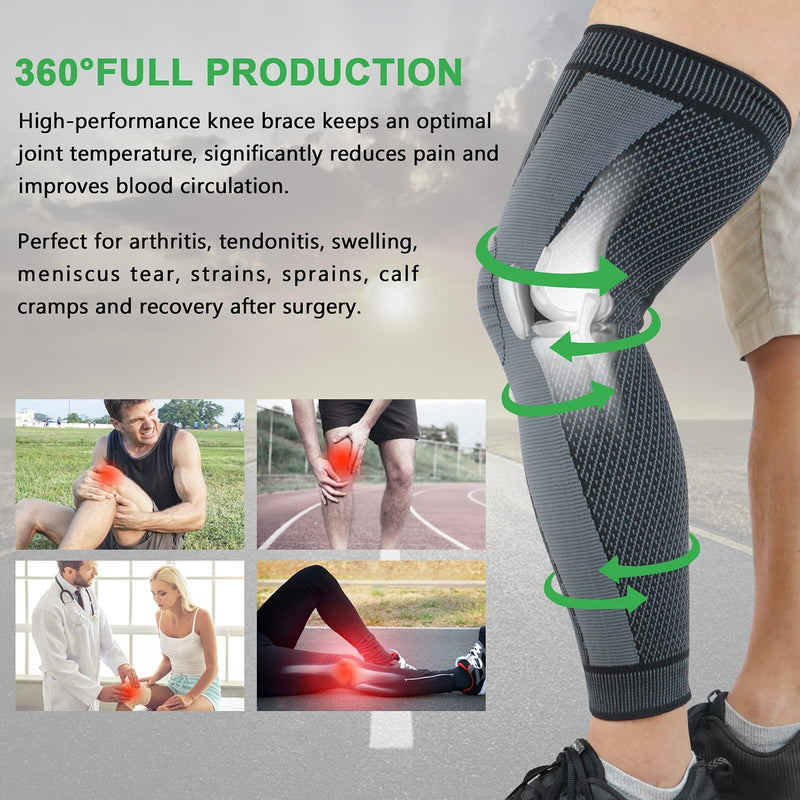 [Australia] - beister Full Leg Sleeve, Thigh High 20-30mmHg Graduated Compression Stockings for Women & Men, Knee Compression Sleeves, Knee & Calf Support for Meniscus Tear, ACL, Arthritis, Joint Pain Relief, Sport Black Large 