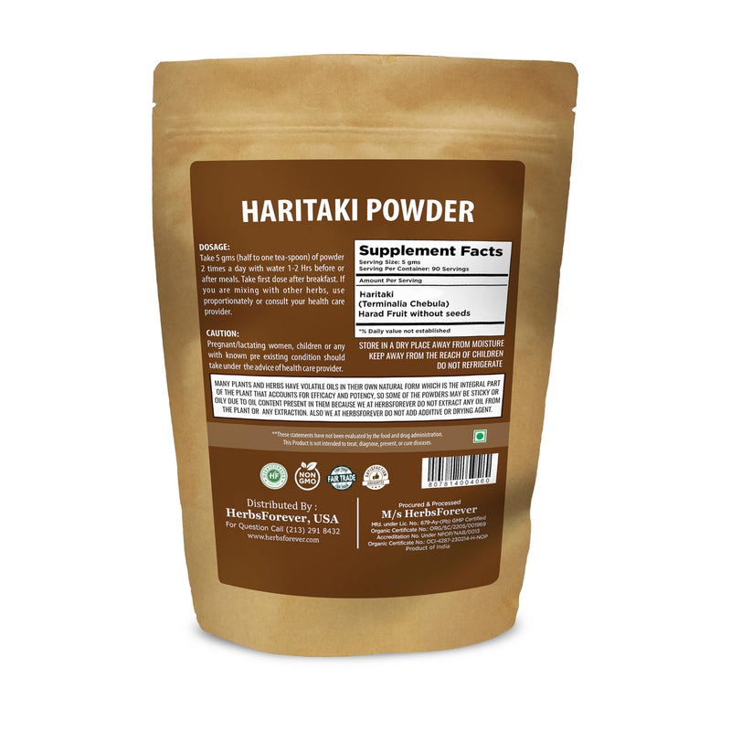 [Australia] - Haritaki Powder | Terminalia Chebula | Non-GMO, Gluten-Free, Vegan | Premium Quality, Raw, Seedless, Freshly Ground, Natural Herbal Powder 454GMS 
